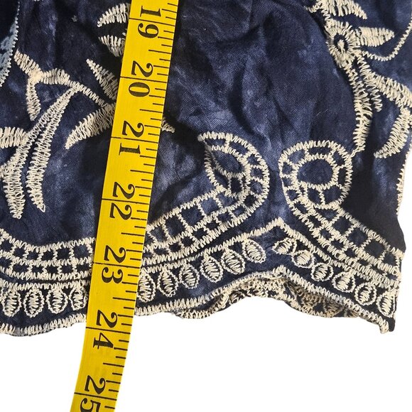 Blue & White Embroidered Tie-Front Kimono Cardigan  One Size  100% Viscose - Picture 12 of 13
